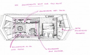 Rangements optimisés dans une Tiny house.