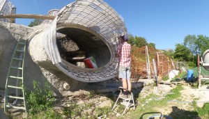 Construction de maison bulle.