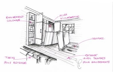 Rangement trappe pour agencer une Tiny house.